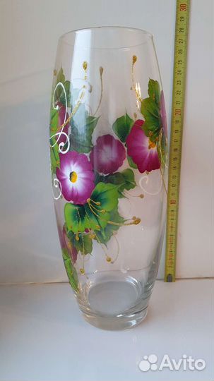 Ваза стеклянная с росписью