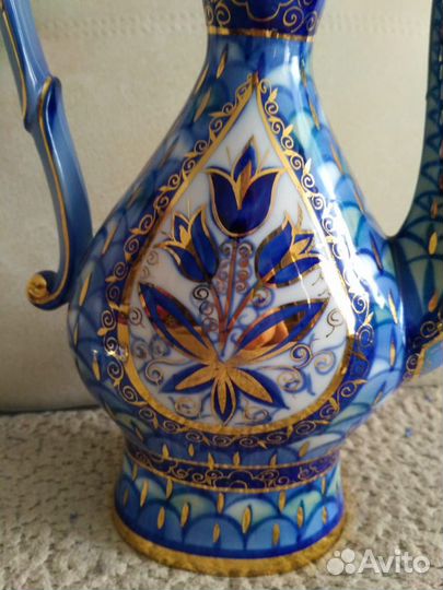 Фарфор СССР. Сусальное золото, кобальт. Редкий