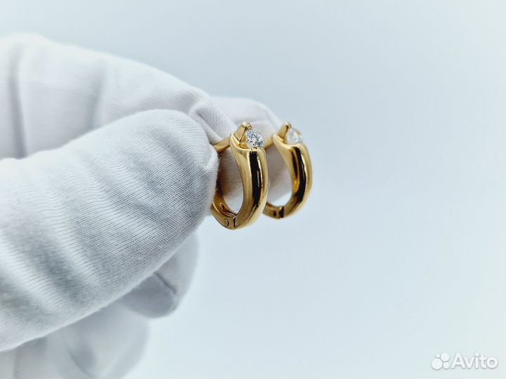 Золотые Серьги 585 пробы с бриллиантами. Рассрочка