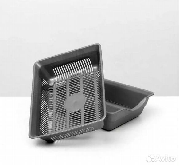 Лоток для кошек с сеткой серый