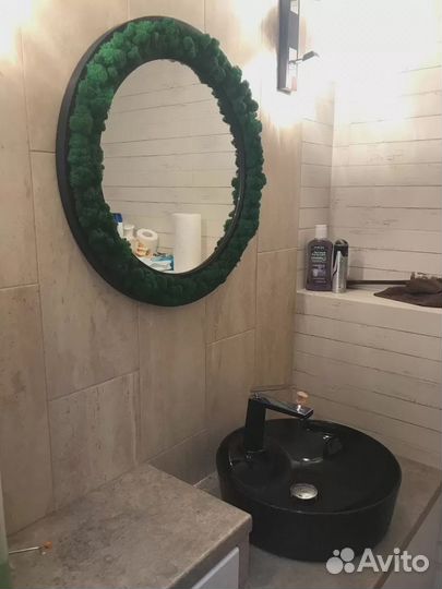 Зеркало со мхом пластиковая рамка