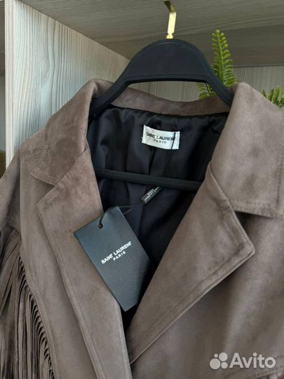 Эффектная замшевая косуха с бахромой YSL S.M.L