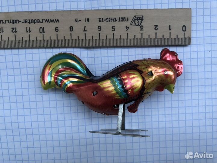 Заводная игрушка петух, петушок СССР новый