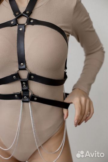 Кожаная портупея Черная. 40-46р