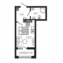 Квартира-студия, 22,4 м², 4/4 эт.