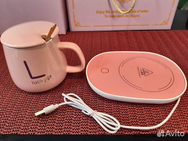 Кружка с подогревом с крышкой и ложкой