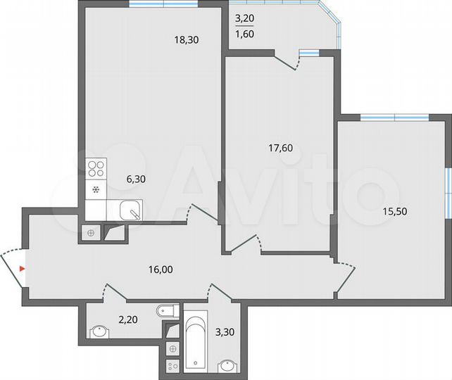 2-к. квартира, 47,1 м², 21/27 эт.