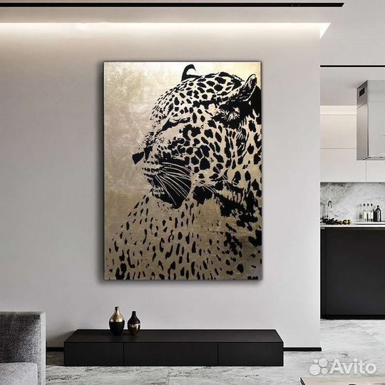 Современная картина маслом леопард