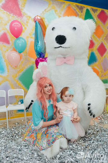Белый ростовой медведь 2 и 3 метра + шарики