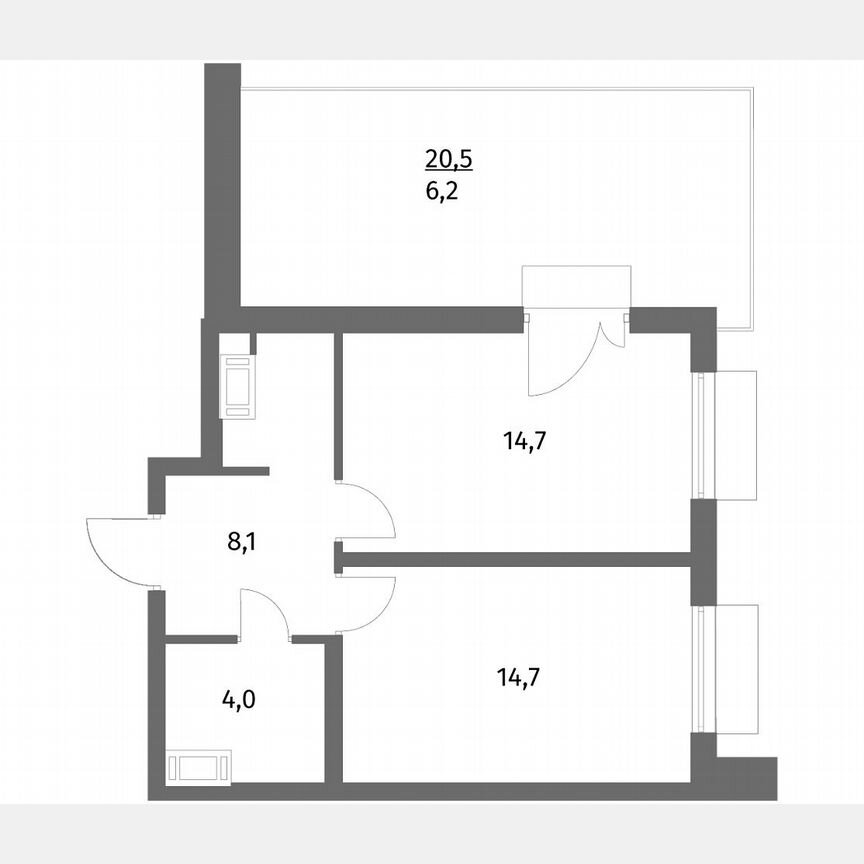1-к. квартира, 47,7 м², 4/6 эт.