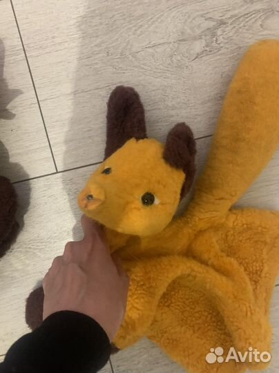 Советские игрушки на руку лиса и петух