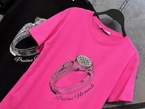 Турция футболка стразы кольцо розовая M44-46