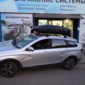 Автобокс Магнум 390 л черный карбон Лада Веста св