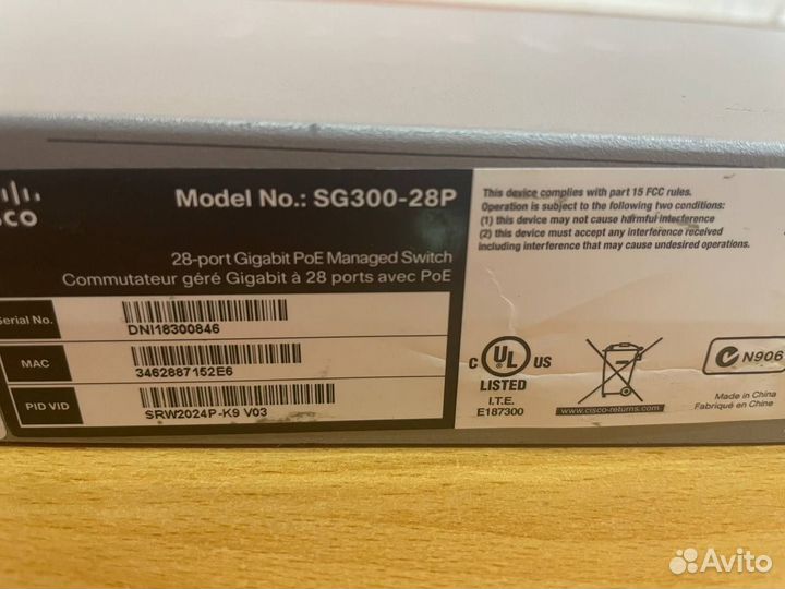 Коммутатор Cisco SG300-28P 24 порта (PoE)