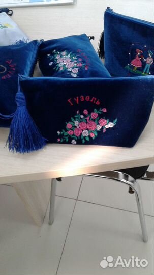 Косметички с вышивкой, с именем