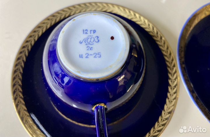 Чайная пара кобальт с позолотой