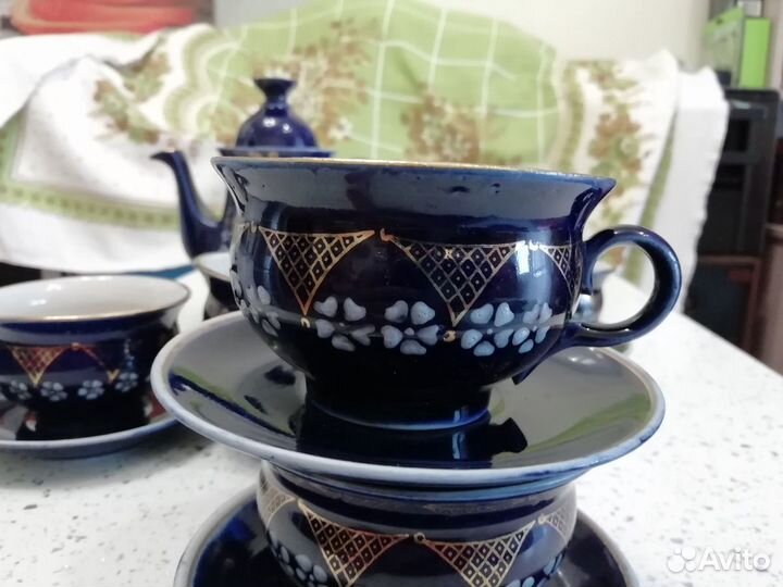 Кофейный сервиз кобальтовый Новгород