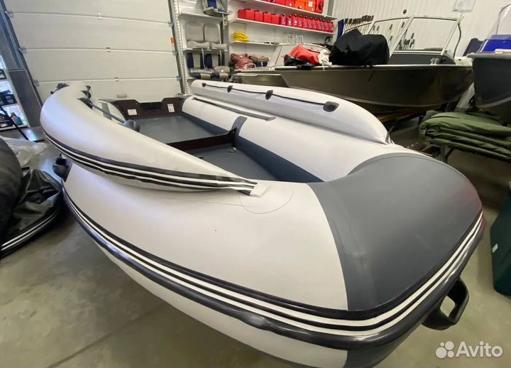 Лодка пвх allaska-390 drive LUX серый-темно-серый