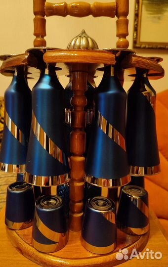 Набор мини бар: цветные рюмки, бокалы, графин