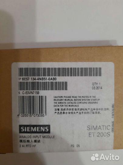 Модули Siemens ет 200 S 6ES7 134 4NB51-oabo