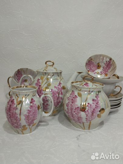 Дулевский фарфор Сервиз чайный, Розовая сирень