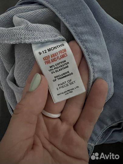 Джинсовый комбинезон летний детский 9-12 мес