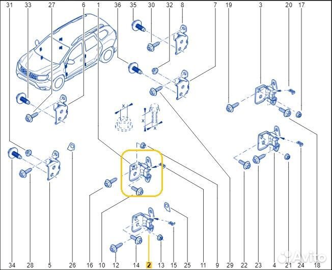 Петля двери верхняя передняя левая Renault Duster