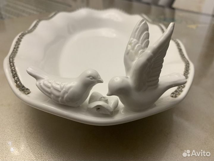 Блюдо большое овальное голуби