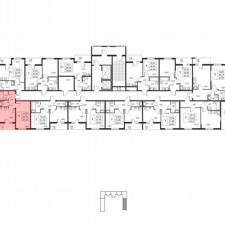 1-к. квартира, 34,4 м², 6/19 эт.