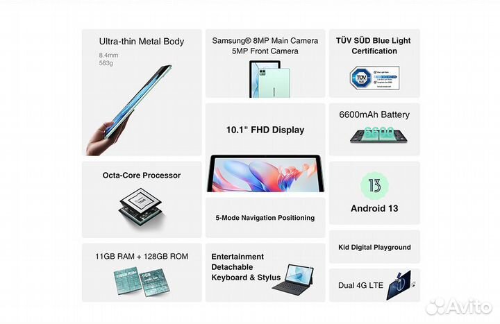 Планшет Doogee T10S 6/128 LTE(2sim). Новый