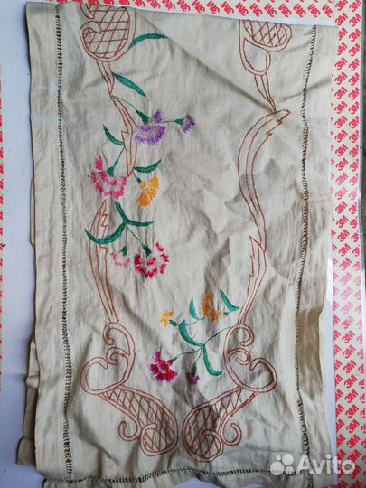 Рушник старинный, скатерть, занавески