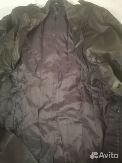 Кожаный плащ мужской длинный 56 размер