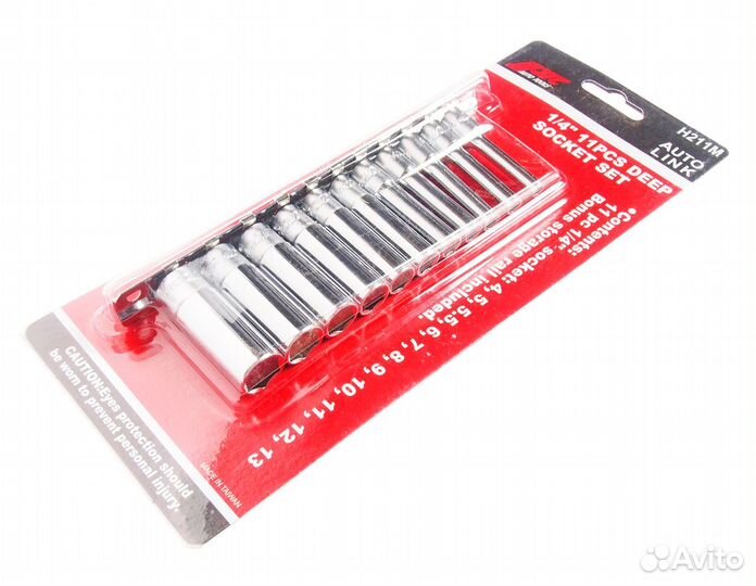 Набор головок торцевых глубоких 6-гранных 1/4