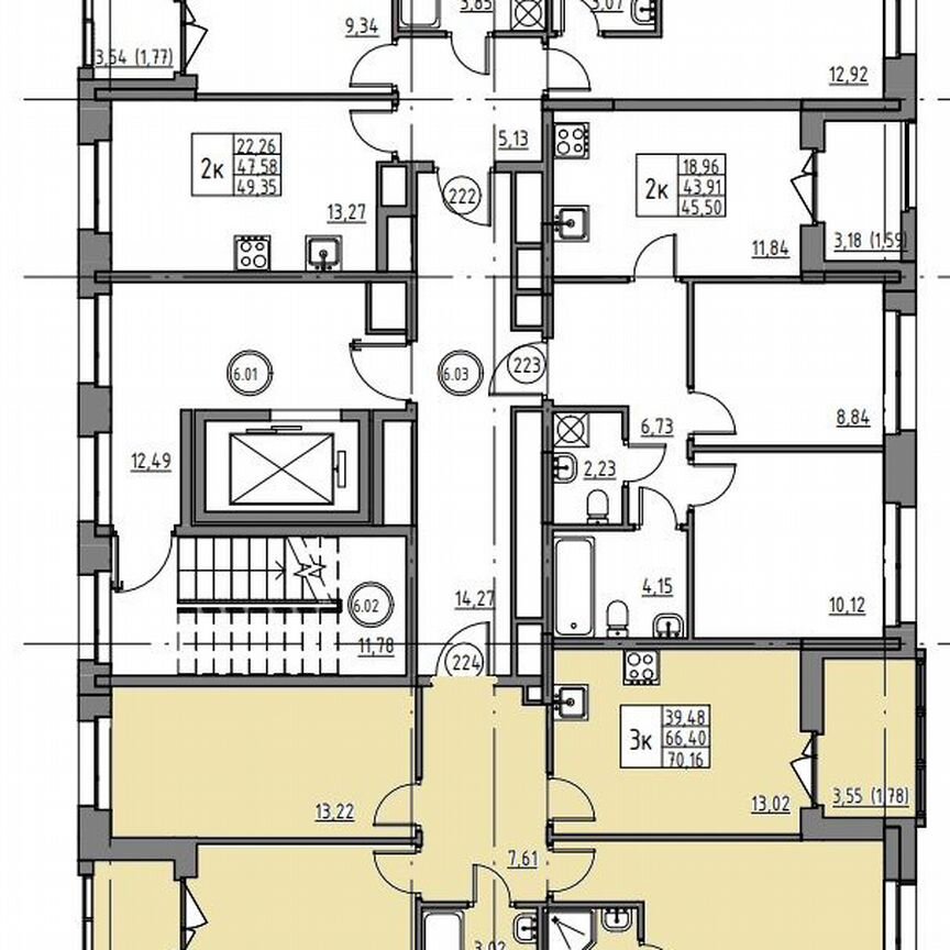 3-к. квартира, 70,2 м², 6/12 эт.