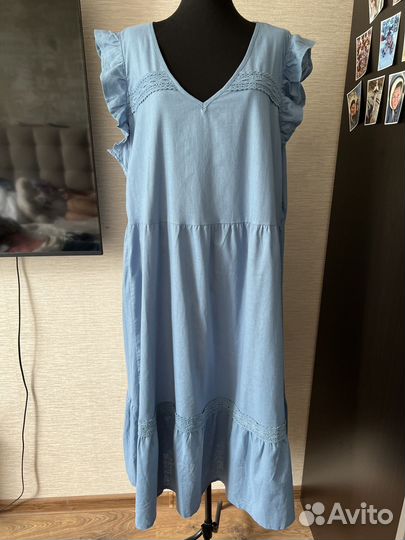 Платье лён нежное 54/56/58/60