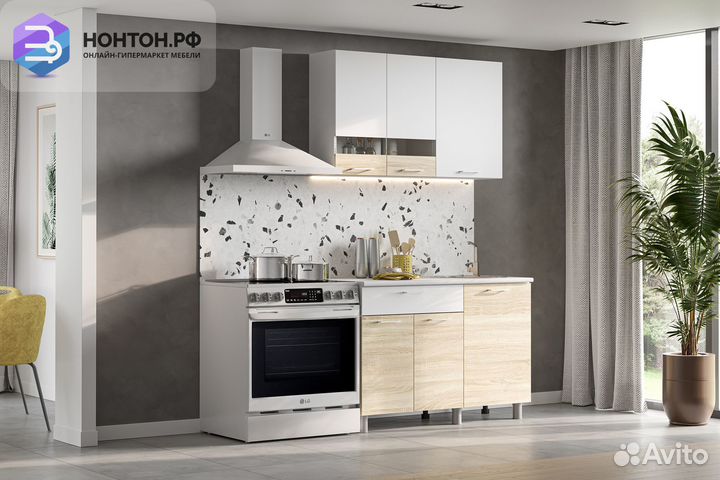 Кухня Аура 1.2 м белая / дуб сонома