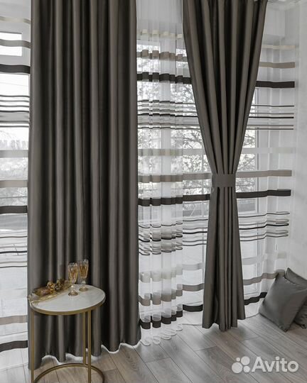 Комплект портьер сатен Адора Мускат шторы