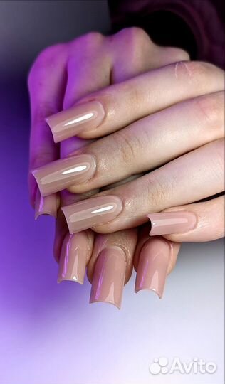 Маникюр однотон креативный дизайн наращивание