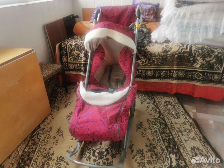 Детские санки коляска с колесами