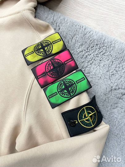 Зип-худи Stone Island + термопатч бежевого цвета