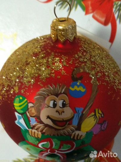 Ёлочная игрушка Ариель шар с Обезьянкой