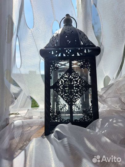 Подсвечник фонарь чёрный