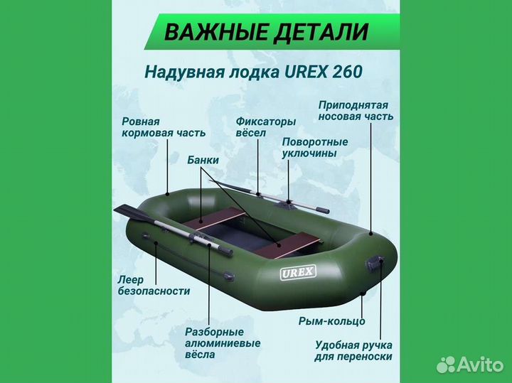 Лодка пвх надувная для рыбалки 260 см urex 260