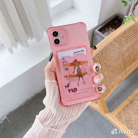 Чехлы на iPhone 11 с карманом под карту цветные