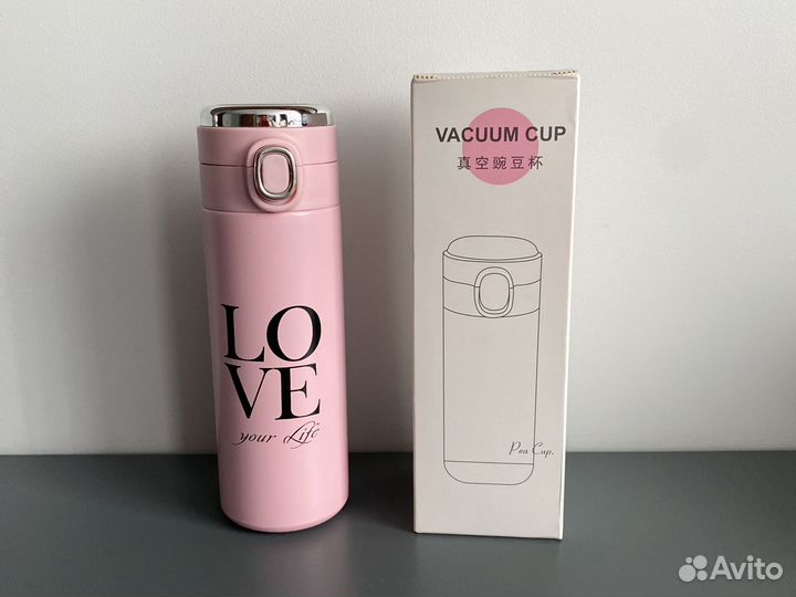 Термокружка новая розовая 420 мл