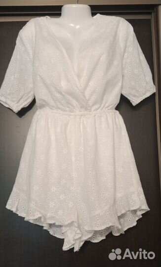 Новый хлопковый белый комбинезон,Англия,44-48