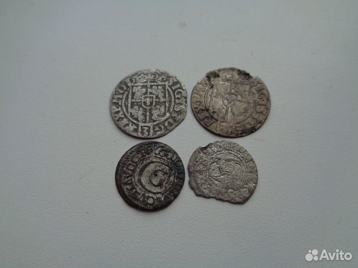 Монеты Польша 17 век,серебро,одним лотом