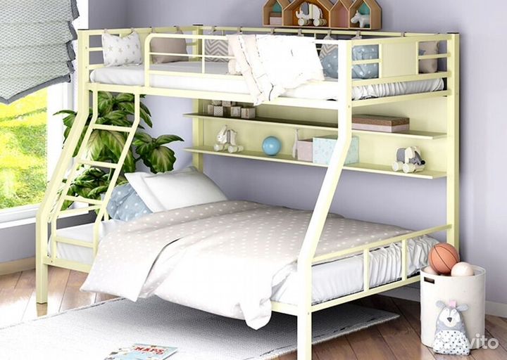 Двухъярусная кровать манеж с высокими бортиками