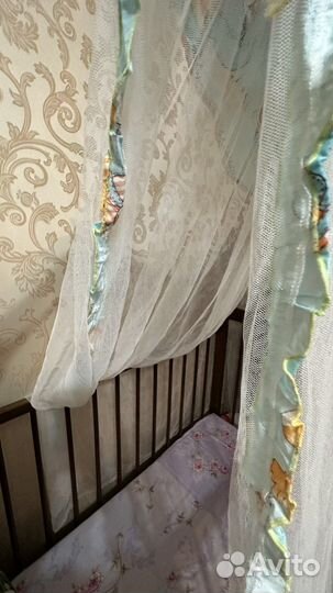 Балдахин на кроватку и простынь на рещинке 120/60