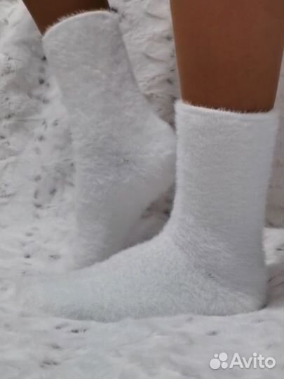 Термоноски женские белые мягкие теплые